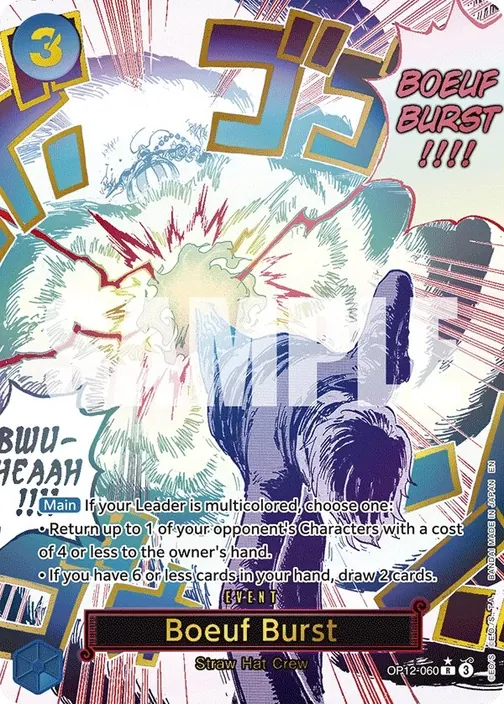 Carte One Piece anglaise OP12-060 Boeuf Burst (version 2)