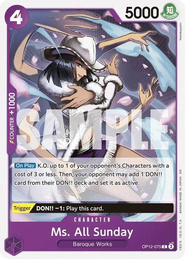 Carte One Piece anglaise Ms. All Sunday OP12-075 C