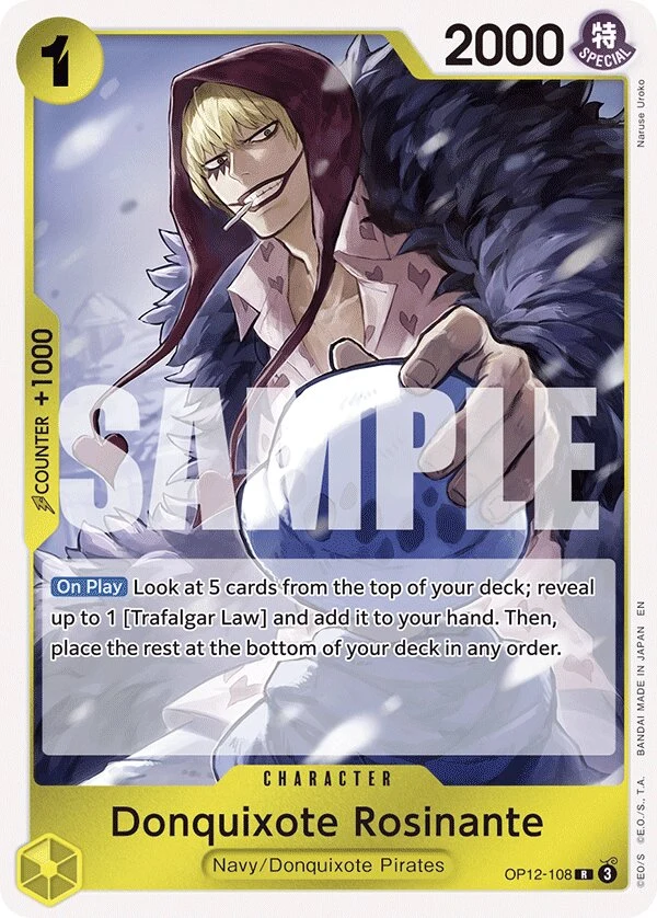 Carte One Piece anglaise Donquixote Rosinante OP12-108 R