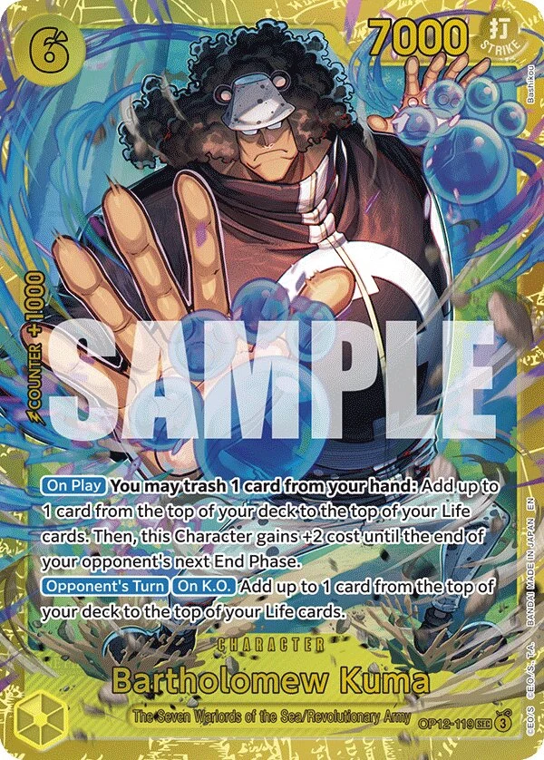 Carte One Piece anglaise Bartholomew Kuma OP12-119 SEC