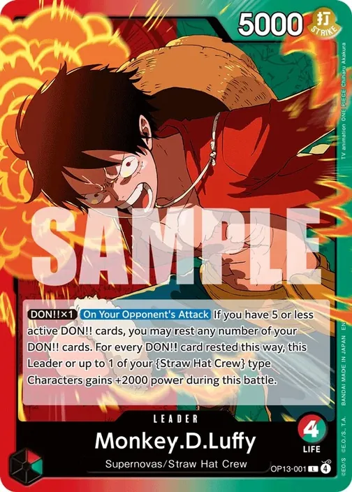 Carte One Piece anglaise OP13-001 Monkey.D.Luffy