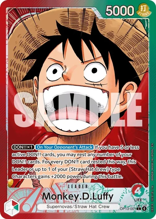 Carte One Piece anglaise OP13-001 Monkey.D.Luffy (version 3)
