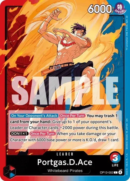 Carte One Piece anglaise OP13-002 Portgas.D.Ace