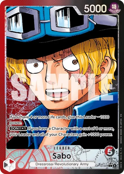 Carte One Piece anglaise OP13-004 Sabo (version 2)