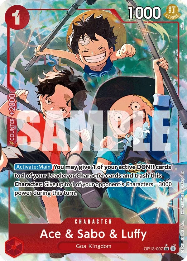Carte One Piece anglaise Ace & Sabo & Luffy OP13-007 SR