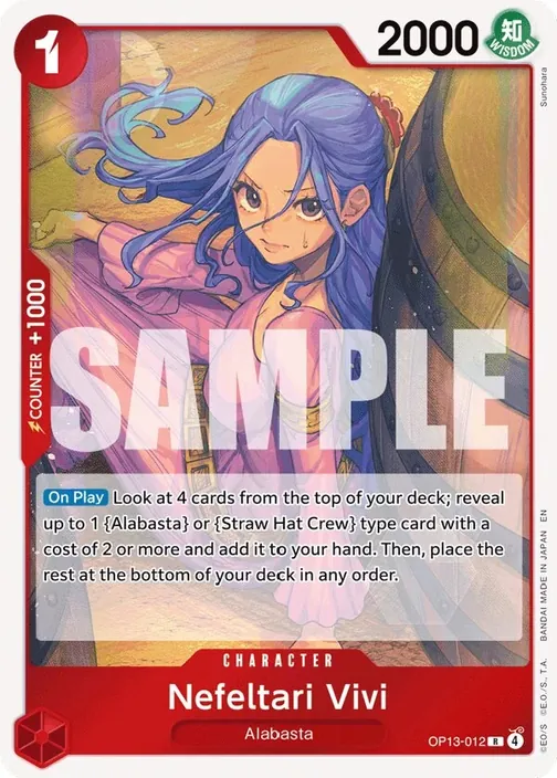 Carte One Piece anglaise OP13-012 Nefeltari Vivi