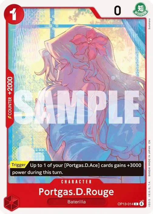 Carte One Piece anglaise OP13-014 Portgas.D.Rouge