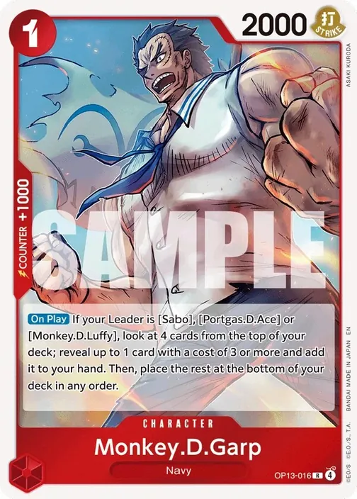 Carte One Piece anglaise OP13-016 Monkey.D.Garp