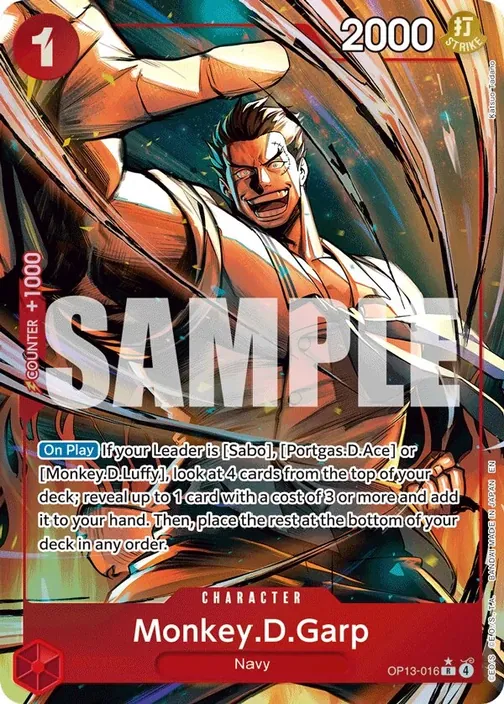 Carte One Piece anglaise OP13-016 Monkey.D.Garp (version 2)