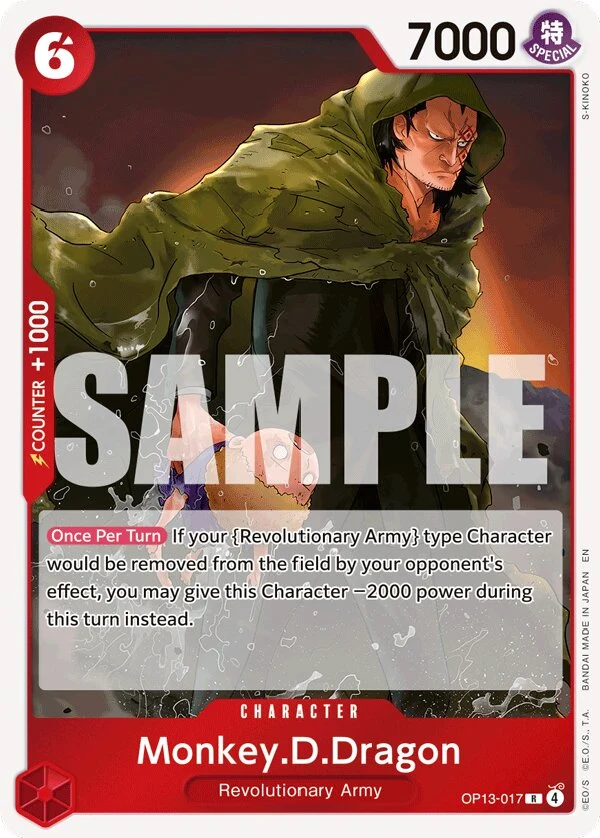 Carte One Piece anglaise Monkey.D.Dragon OP13-017 R