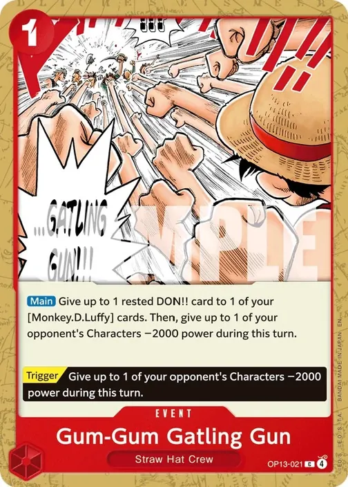 Carte One Piece anglaise OP13-021 Gum-Gum Gatling Gun