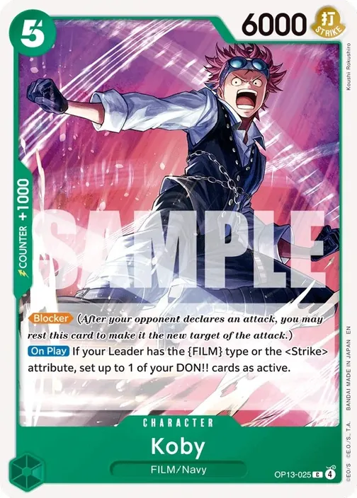 Carte One Piece anglaise OP13-025 Koby