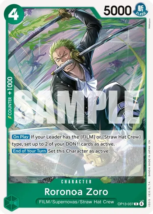 Carte One Piece anglaise OP13-037 Roronoa Zoro