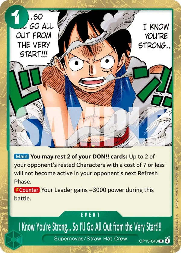 Carte One Piece anglaise I Know You're Strong... So I'll Go All Out from the Very Start!!! OP13-040 R