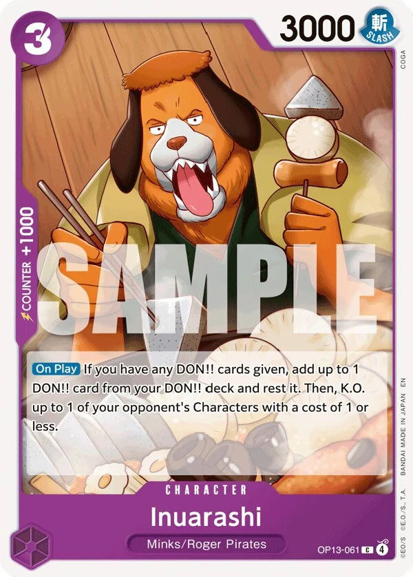 Carte One Piece anglaise Inuarashi OP13-061 C