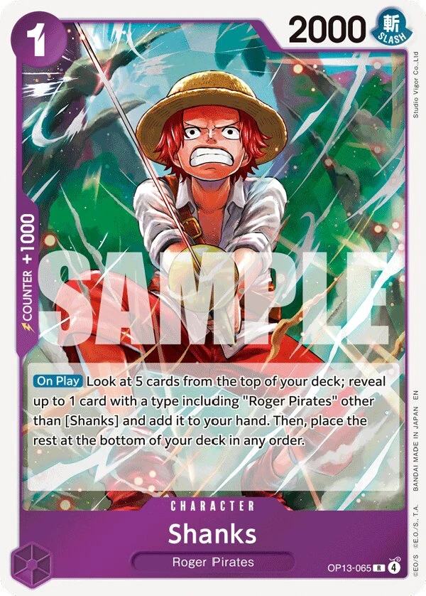 Carte One Piece anglaise Shanks OP13-065 R