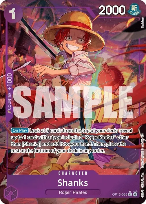 Carte One Piece anglaise OP13-065 Shanks (version 2)