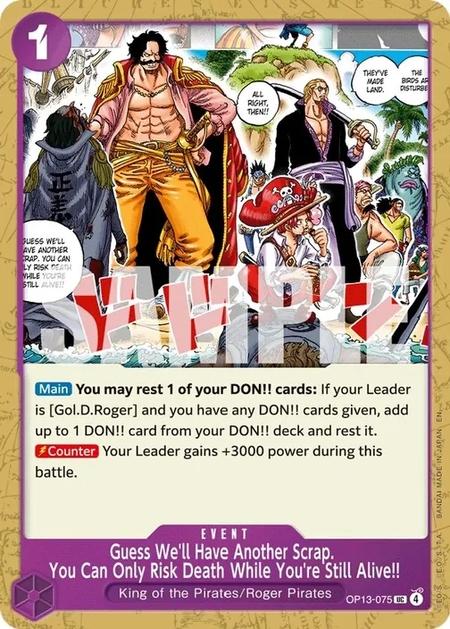 Carte One Piece anglaise OP13-075 Guess We'll Have Another Scrap. You Can Only Risk Death While You're Still Alive!!