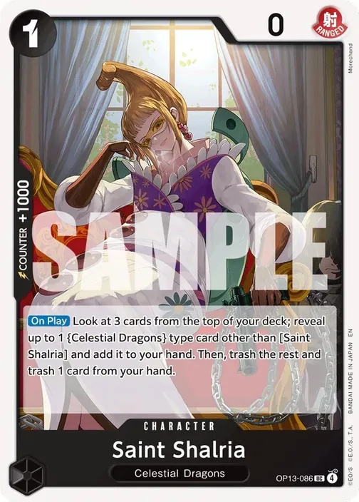 Carte One Piece anglaise OP13-086 Saint Shalria