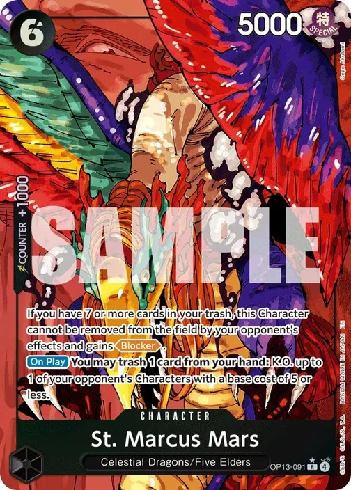 Carte One Piece anglaise OP13-091 St. Marcus Mars (version 2)
