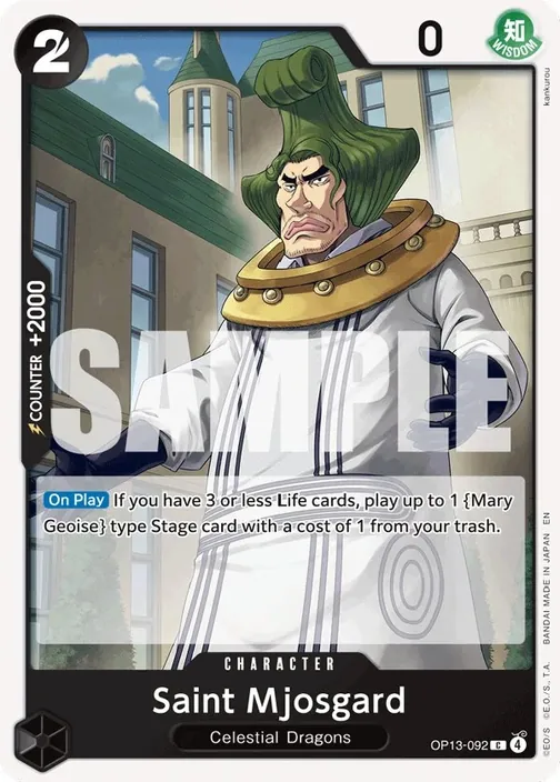 Carte One Piece anglaise OP13-092 Saint Mjosgard