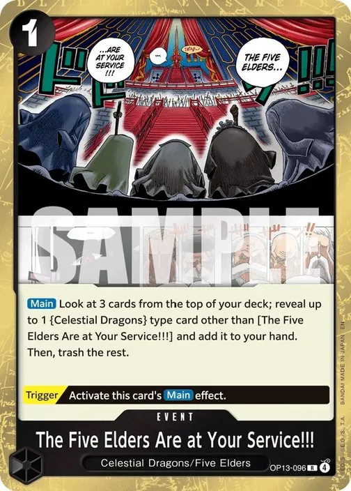 Carte One Piece anglaise OP13-096 The Five Elders Are at Your Service!!!