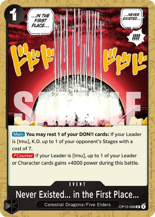 Carte One Piece anglaise OP13-098 Never Existed... in the First Place...