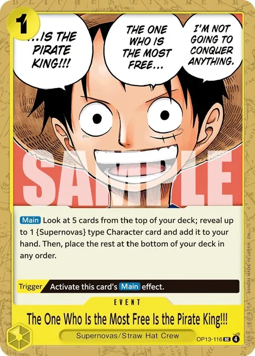 Carte One Piece anglaise OP13-116 The One Who Is the Most Free Is the Pirate King!!!