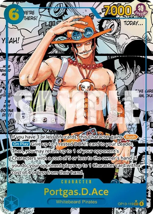 Carte One Piece anglaise OP13-119 Portgas.D.Ace (version 3)