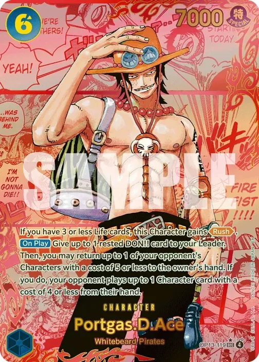 Carte One Piece anglaise OP13-119 Portgas.D.Ace (version 4)