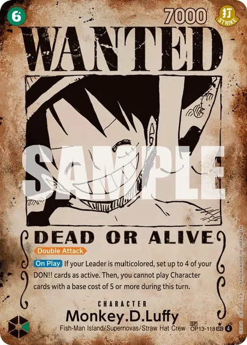 Carte One Piece anglaise OP13-118 Monkey.D.Luffy (version 5)