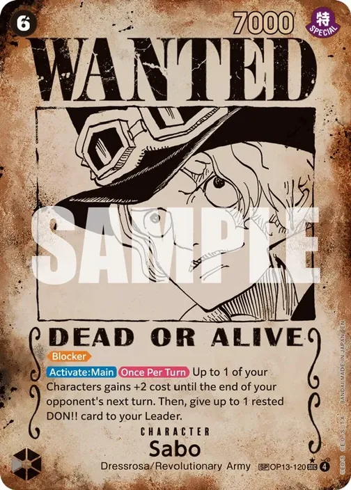 Carte One Piece anglaise OP13-120 Sabo (version 5)