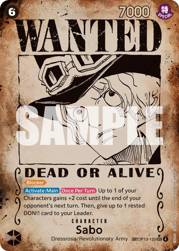 Carte One Piece anglaise Sabo OP13-120 SP
