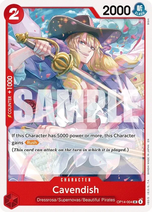 Carte One Piece anglaise OP14-004 Cavendish