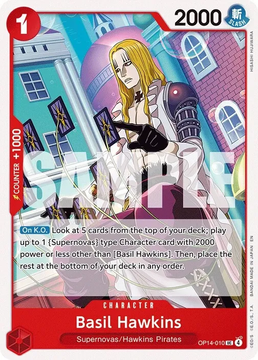 Carte One Piece anglaise OP14-010 Basil Hawkins