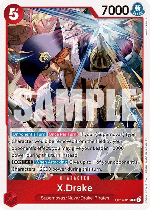 Carte One Piece anglaise OP14-016 X.Drake