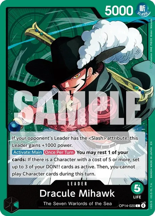 Carte One Piece anglaise OP14-020 Dracule Mihawk