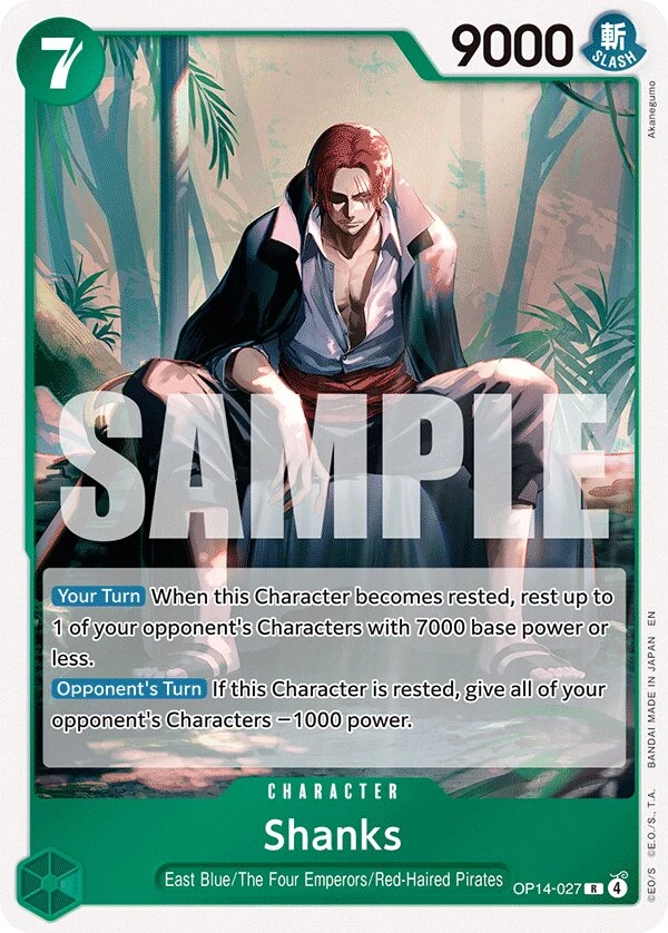 Carte One Piece anglaise Shanks OP14-027 R