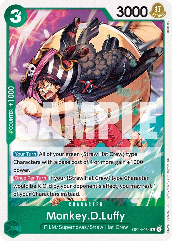Carte One Piece anglaise Monkey.D.Luffy OP14-034 R