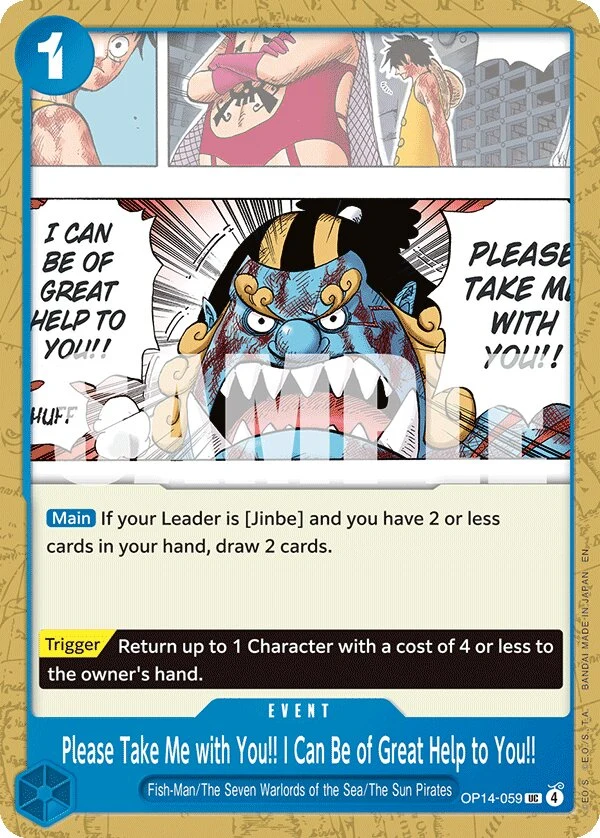 Carte One Piece anglaise Please Take Me with You!! I Can Be of Great Help to You!! OP14-059 UC