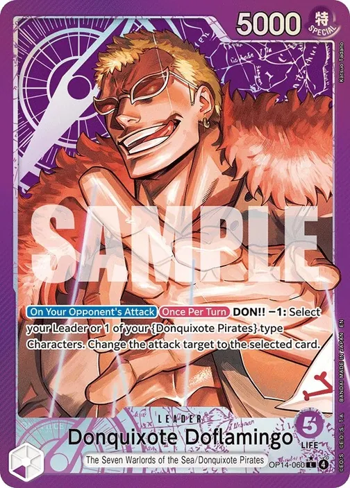 Carte One Piece anglaise OP14-060 Donquixote Doflamingo (version 2)