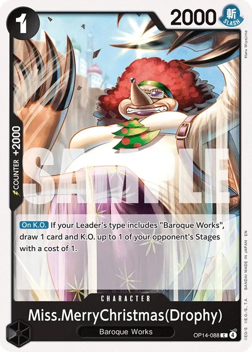 Carte One Piece anglaise OP14-088 Miss.MerryChristmas(Drophy)