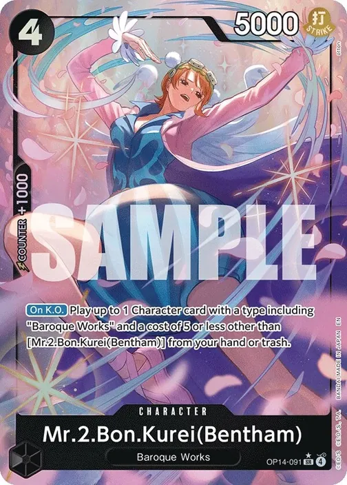 Carte One Piece anglaise OP14-091 Mr.2.Bon.Kurei(Bentham) (version 2)