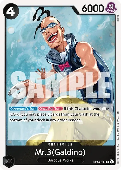 Carte One Piece anglaise OP14-092 Mr.3(Galdino)