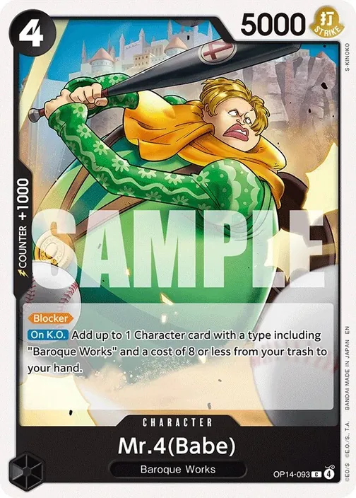 Carte One Piece anglaise OP14-093 Mr.4(Babe)