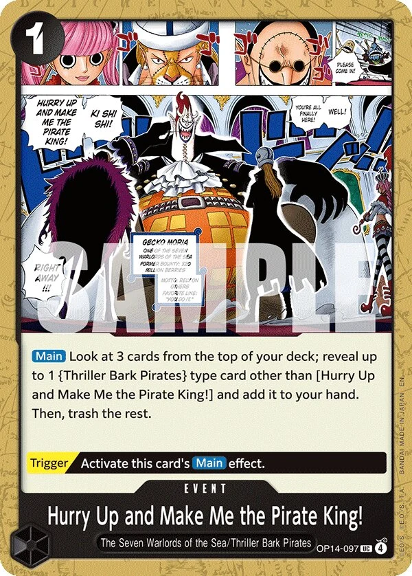 Carte One Piece anglaise Hurry Up and Make Me the Pirate King! OP14-097 UC