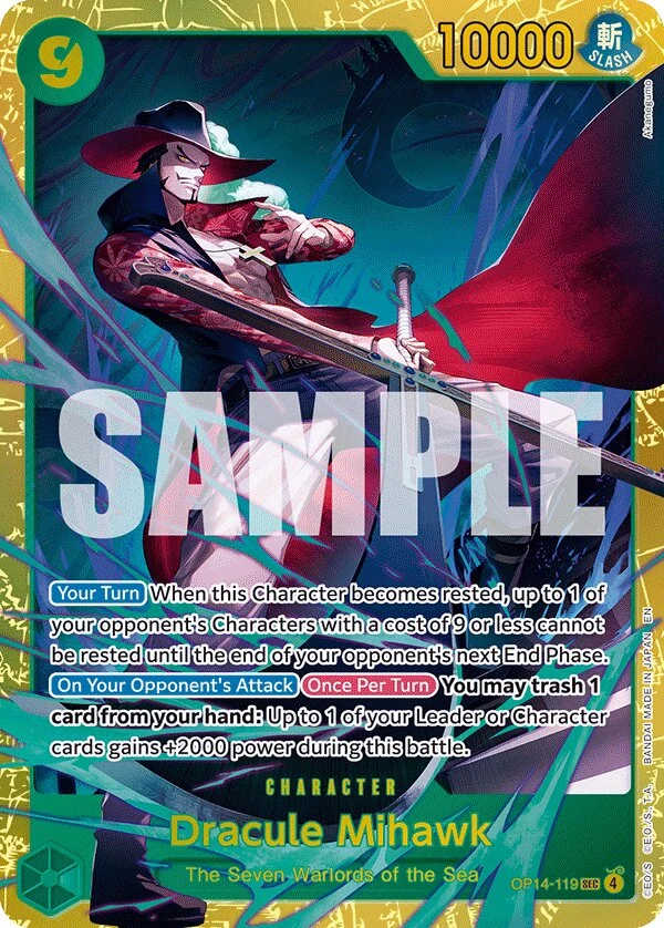 Carte One Piece anglaise Dracule Mihawk OP14-119 SEC