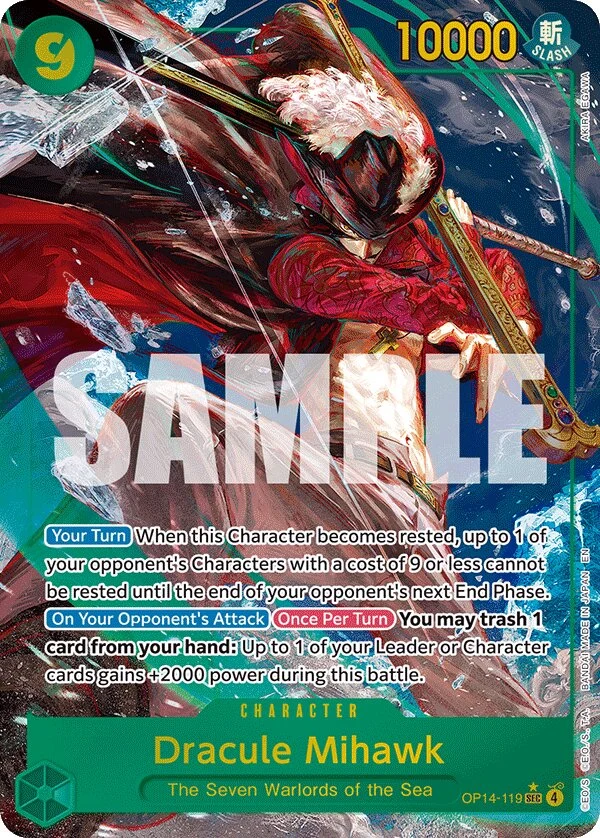 Carte One Piece anglaise Dracule Mihawk OP14-119 SEC