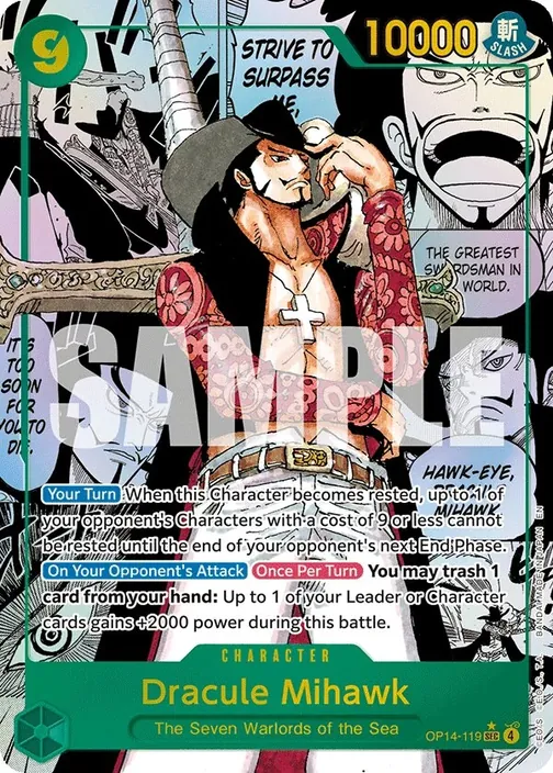Carte One Piece anglaise OP14-119 Dracule Mihawk (version 3)