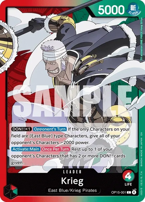 Carte One Piece anglaise OP15-001 Krieg